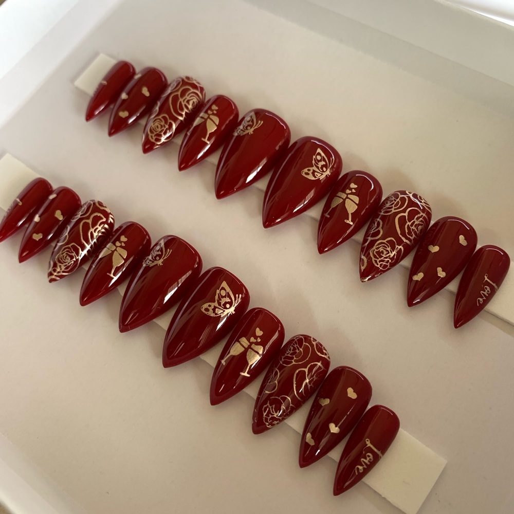 Short Red Stiletto Nails